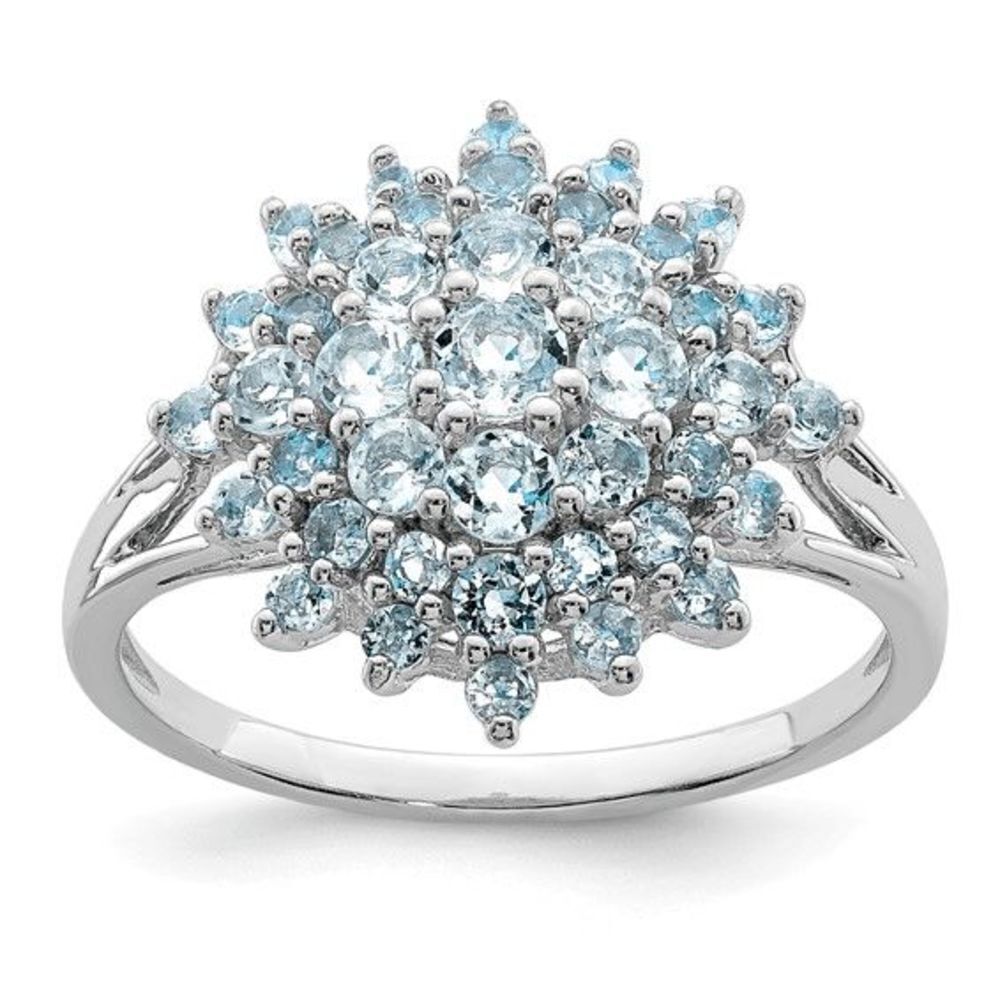 Sterling Silver Rhodium Aquamarine Ring